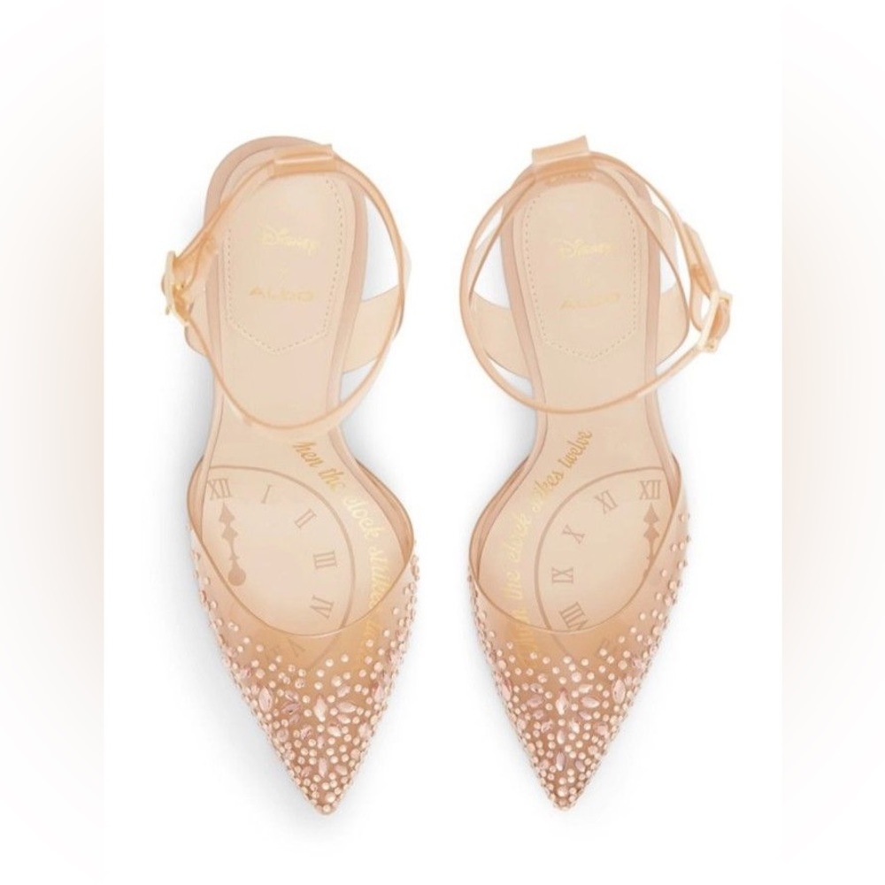 NIB ALDO x Disney Glass Slipper Heel Pump Bone Nude SZ 8.5